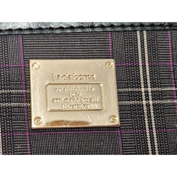Liz Claiborne gray with red & cream plaid shoulder bag lots of storage - Picture 5 of 9